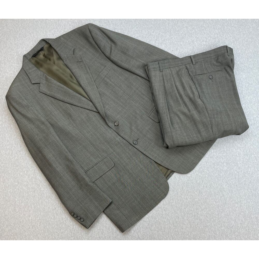 Jos A Bank Suit Mens 43R Glen Plaid Wool Cashmere 2-Button Pants 36x29- 2 Pieces